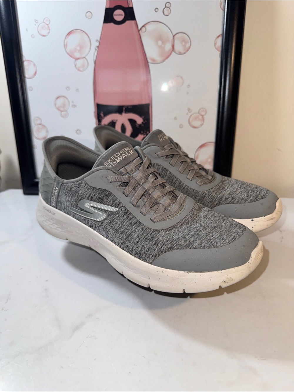 Skechers Dacie Gray Slip-On Hands-Free GOwalk Flex Sneakers - Women’s Size 8 - Picture 4 of 12